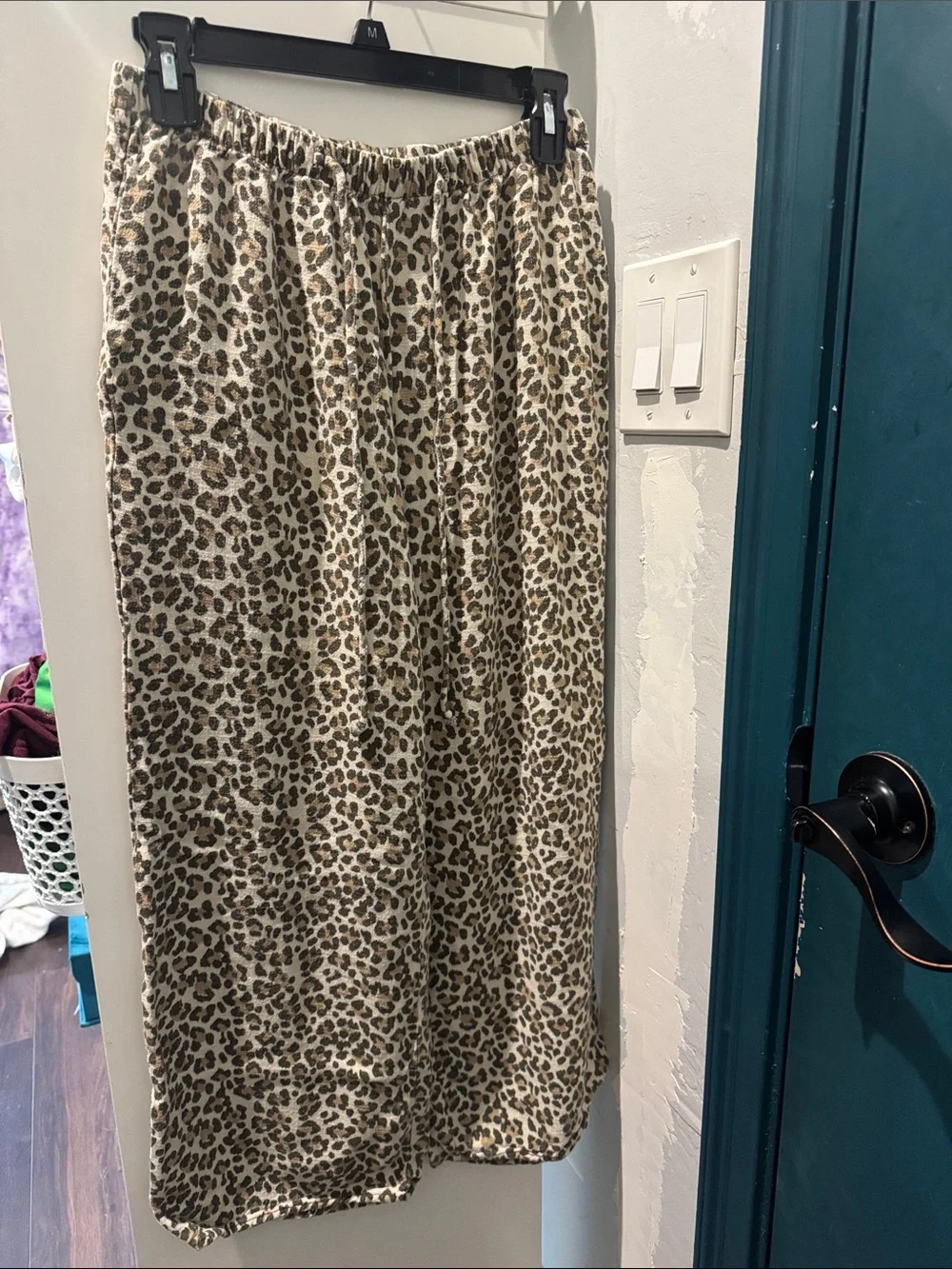 Leopard Print Elastic Waist Midi Skirt - Cream and Brown
